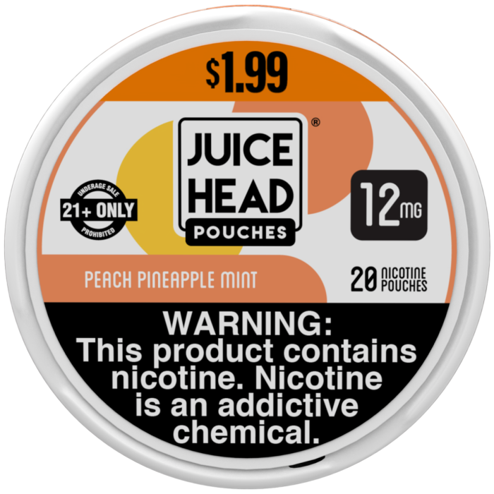 Juice Head Pouches Peach Pineapple Mint 12MG $1.99 Can
