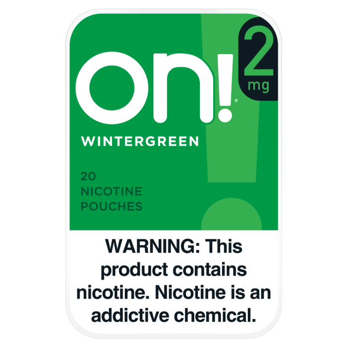 On! 2MG Wintergreen Mini Dry Nicotine Pouches